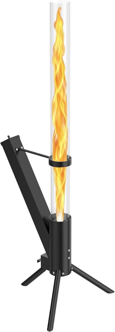 Outdoor Wood Pellet Fire Pit - Decorative Glass Tube Torch with Spiral Flame for Patio & Backyard Ambiance - Portable Minimalist Fire Pit for Garden Vibe, Camping & Outdoor Decor