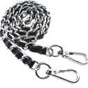 HAHIYO Metal Plus Synthetic Leather Purse Chain Strap Length 31.5 Inch Silver Black for Shoulder Cross Body Sling Purse Handbag Clutch Replacement Comfortable 0.47 Inch Wide 5mm Extra Thick 1 Pack