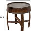 Farmhouse Whiskey Barrel End Table,Round Wood Barrel Side Table,Rusitc Wine Barrel Bourbon Barrel Coffee Table Handcrafted Oak Barrel Decor Furniture, 22.2" diameter x 24" height