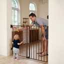 Babelio 34" Extra Tall Baby/Dog Gate with No Threshold Design Walk Thru Door, 26-43" Auto Close Safety Gate for Babies, Elders and Pets, Fits Doorways, Stairs, and Entryways, Black Wood Pattern