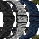 Elastic Quick Release 18mm Watch Bands Compatible with Garmin Venu 3S/Venu 2S/Vivoactive 4S/Vivomove 3S/Forerunner 255S/255S Music/Forerunner 265S, Adjustable Stretchy Nylon Loop Replacement Straps (Black+Gray+Blue+Green)