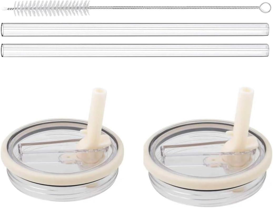 40 oz Tumbler Flip Straw Lid Replacement Compatible with HydroJug, Spill Proof Splash Resistant Tumbler Lids,Leak Proof Tumbler Cover for Cup Accessories,Pack of 2 (Cream White)