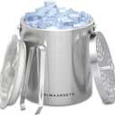 Stainless Steel Ice Bucket For Parties With Lid And Ice Tongs,Insulated Wine Bucket With Strainer Keeps Drinks Cold And Ice Cube From Melting