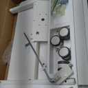 DUMOS Small Standing Desk Mobile Portable Rolling Laptop PC Table on Wheels Adjustable Height Computer Workstation for Home Office, 19 Inch, Modern White