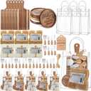 55 Pcs Baby Shower Prizes for Winners 6 Sets Baby Shower Winners Guest Gifts for Adult Cheese Board Cheese Knives Wooden Coasters Towels Thank You Tags Bag for Wedding Bridal(Acacia Wood)