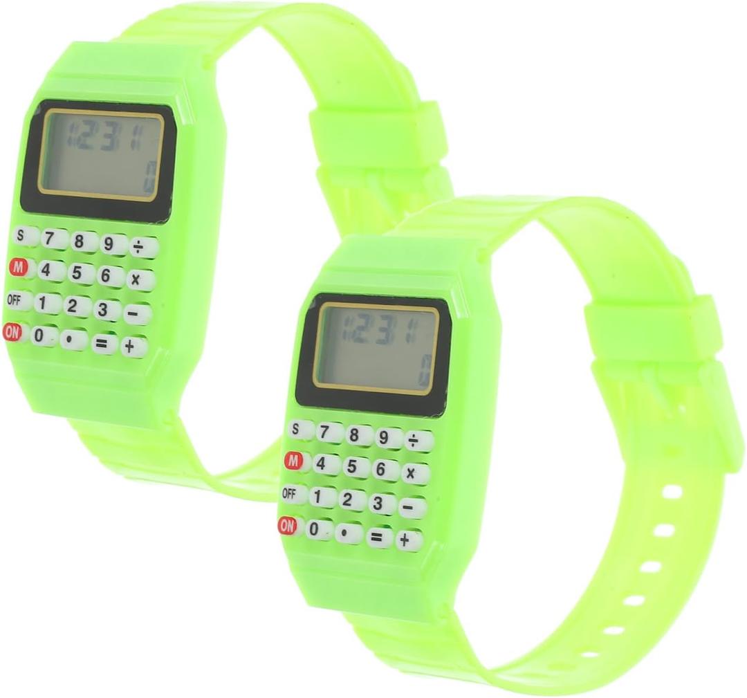 Artibetter 2pcs Kids Calculator Watch Watch Calculator for Little Kid Green Calculation for Children Sturdy Easy to Wear (22.5*3.3cm)