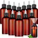 Barydat 12 Pcs Applicator Bottles for Hair, Squeeze Hair Oil Applicator Bottle Refillable Empty Plastic Bottles, Twist Cap with Open Close Nozzle and 2 Funnels (8 oz,Brown) (7.5 inches high, multicolor)