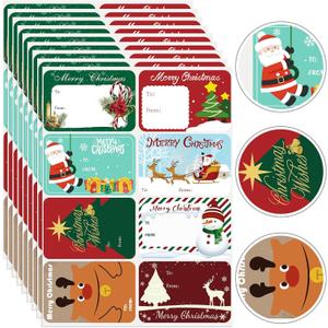 200PCS Christmas Gift Tag Stickers, Xmas Self Adhesive Name Tags Labels, Christmas Stickers for Cards Crafts Gift (1.97 x 2.95 in, 8 Styles)