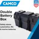 Camco Double Battery Box - Safely Stores RV, Automotive, and Marine Batteries - Features a Heavy-Duty Corrosion-Resilient Polymer Construction and Measures Inside 21-1/2" x 7-3/8" x 11-3/16" (55375)