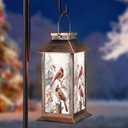 Solar Lanterns with Cardinal Theme Outdoor Waterproof Decorative Lights for Garden Birthday Gifts for Women, Mom, and Grandma Solar LED Hanging Lights for Yard, Patio, Lawn, and Porch(Snow Scene)