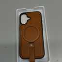 iPhone 17 Leather Case with Stand, Anti-Slip Grip Ring, Fits for MagSafe (Brown, IP17-6.3inch)