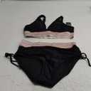 Blooming Jelly Women High Waisted Bikini Sets Tummy Control Swimsuits Color Block Two Piece Drawstring Bathing Suit (Large, Black)