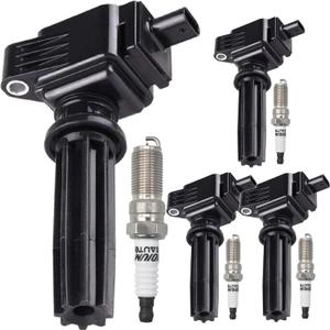 UF670 Ignition Coil Pack 31316353 and Iridium Spark Plugs Set Of 4 Fit For Ford Focus Fusion Explorer Edge Escape Mustang EcoSport Taurus 2012-2020&Land Rover 2012-2017&Lincoln 2013-2020 2.0L 2.3L L4
