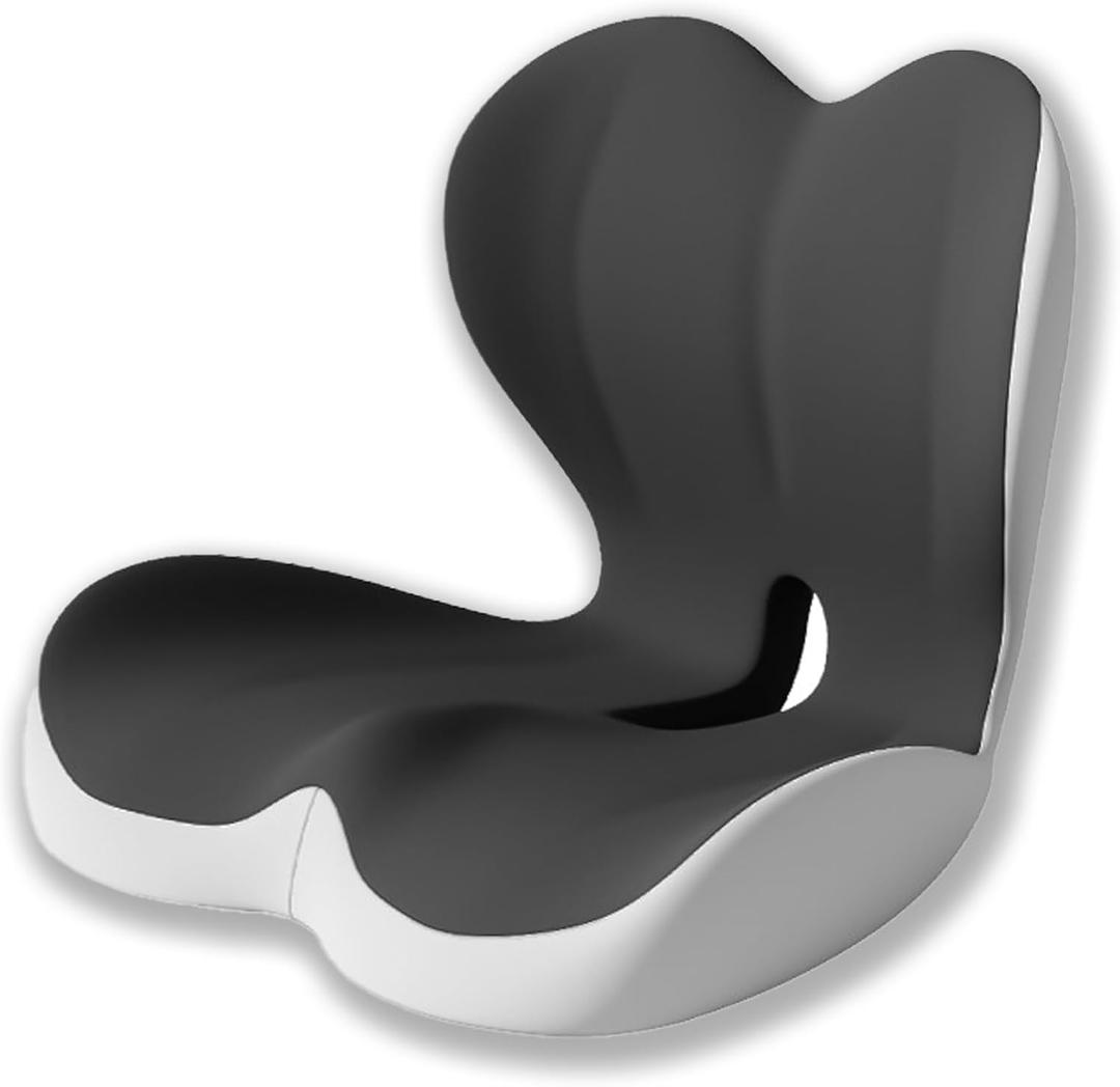 StarAneer Seat Cushion Premium Ergonomic Memory Foam Car & Office Chair Seat Cushion - Orthopedic Lumbar Support for Back Pain Relief, Non-Slip Design for Car, Truck, Home Chair & Office Seat (Standard, Grey/Black)