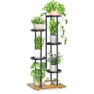 LASZOLA Black 5 Tier Plant Stand Indoor Heavy Duty Metal Planter Flower Holder Rack, Multi Modern Narrow Organizer, Floor Vertical Tower, Spiral Sturdy Decorate for House Bathroom Office Living Room