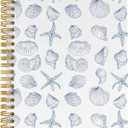 Vintage Ocean Blue Coast Notebook, Summer Seashell Starfish Journal Notebooks for Girls Women, Trendy Coastal Coquette Stuff Planner School Supplies Hardcover Spiral Notebook 5.5x8.3 Inch