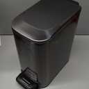 TIPGO Slim Bathroom Trash Can with Lid Soft Close, 6 Liter / 1.6 Gallon Stainless Steel Garbage Can with Removable Inner Bucket, Step Pedal, Small Trash Cans for Bedroom, Office, Kitchen (Black Gold)