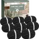 Jumbo Chunky Yarn for Hand Knitting - Super Thick Chenille Chunky Yarn for Crocheting - Extra Soft Bulky Fluffy Blanket Big Yarns 8 Jumbo Pack (27yds,8 oz Each Skein) Black