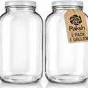 1 Gallon Glass Jar With Lid  2 Pack Large Glass Jar With Airtight Metal Lids - USDA Approved BPA-Free Dishwasher Safe, Wide Mouth Sun Tea Jar, Gallon Mason Jar for Storage, Fermenting, And Brewing