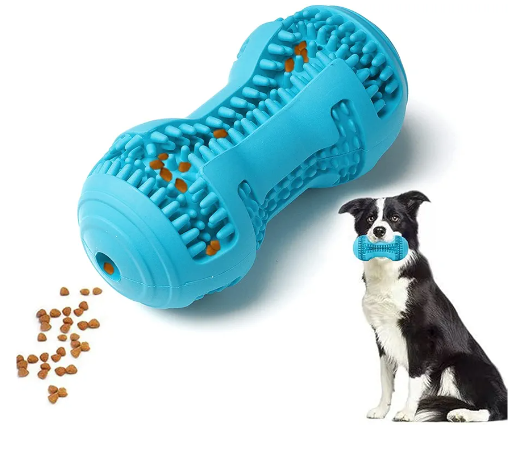 Dog Chew Toy for Teething Chewers,Tough Durable Natural Rubber Bone with Toothbrush,Indestructible for Aggressive Chewers Dental Oral Care for Small, Medium and Large Dogs