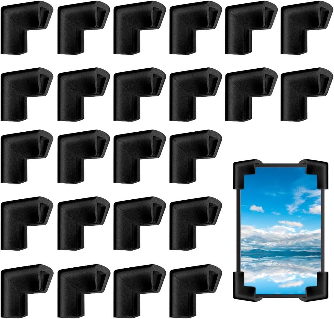 24Pcs Foam Protection Corner for Mirror TV Picture Frame,Packing Foam Corner Protectors for Shipping Moving,Edge Protection for Packing Fragile Artwork(Black)