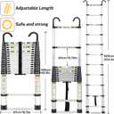 RIKADE Telescopic Ladder, 20.34FT Aluminum Telescoping Ladder with Stable Hook and Non-Slip Feet, Portable Extension Ladder for Household and Outdoor Working, Max Load 330lbs, Aluminum