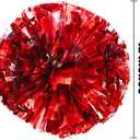 TTSAM 4 Pack (2 Pair) Metallic Foil Cheerleader Pom Poms & Plastic Ring Cheer Poms with Baton Handle Cheerleading Pompoms for Sports Party Dance Team Accessories Cheering Squad Spirit (Red & Silver)