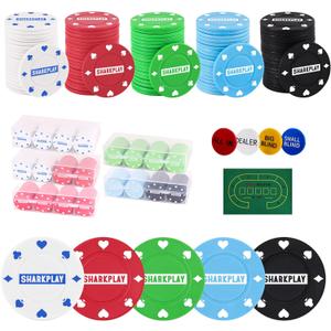 Plastic Poker Chips Set with Storage Box for Blackjack, Texas Hold'em, Night Poker Games