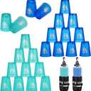 yeesport 24 Pcs Sport Stacking Cups, Sport Training Game for Challenge Competition, Plastic Stacking Cups, Classic Family Game for Kids and Adults, Blue+Green