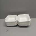 [50 COUNT]Harvest Pack 6 X 6" White Compostable Clamshell Food Containers, To go food container Heavy-Duty Hinged Container, Disposable Bagasse Eco-Friendly Natural Takeout to go Box