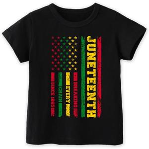 Juneteenth Shirts for Kids  Short-Sleeve T-Shirt for Boys & Girls, Ages 2-8, Celebrate Juneteenth Black History (Black)