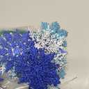 Whaline 48Pcs Christmas Snowflake Hanging Ornaments Glitter Assorted Blue Silver Winter Snow Flake Christmas Tree Decor Xmas Plastic Snowflakes for Wonderland Holiday Home Party DIY Craft Decor, 3.9in