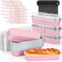 selizo 60 Pack 6.8oz Mini Loaf Baking Cake Pans with Lids, Rectangle Disposable Aluminum Foil Loaf Baking Pans, Small Baking Cake Tins Cup Cake Containers for Thanksgiving Christmas Individual Cakes (Pink)