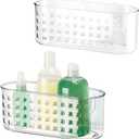 iDesign Hanging Suction Shower Caddy Basket for Bathroom Storage, Set of 2, Clear, Made in USA