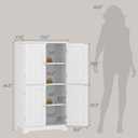TidyHaven 44.5” Tall Bathroom Storage Cabinet, Freestanding Floor Cabinet with 4 Doors and Adjustable Shelves, Modern Storage Organizer for Bathroom, Kitchen, Entryway, Home Office, 11.8"D X 23.6"W X 44.5"H, White