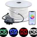 BRILLIHOOD 50FT RGB Outdoor Neon Rope Light - WiFi App and IR Remote Control, Multicolor Neon Strip for Garden Ambiance, Compatible with Alexa & Google Assistant