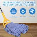 Commercial Mop with Extra Head Replacement, 63Inch Handle Heavy Duty Industrial Mop Looped-End String Wet Mops for Floor Cleaning for Warehouse, Workshop, Garage, Office, Home (2 Mops Head)