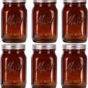 WELLIFE Amber Mason Jars, 6 Pack wide mouth mason jars for Pickling, Canning, Fermenting and Food Storage, Microwave Safe
