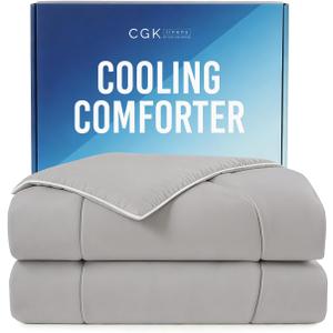 Cooling Comforter Twin/Twin XL Size - Cooling Blanket for Hot Sleepers and Night Sweats - Summer Comforter for Twin/Twin XL Size Beds - Soft, Breathable Cold Blanket for Sleeping - 60x90 (Light Grey)