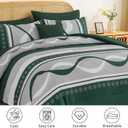 Anibedding Dark Green Comforter Set King Size,8 Pieces Bed in a Bag Patchwork Striped Bedding Sets,Boho Soft Microfiber Bedding Set for All Season(104"90")