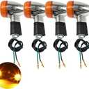 Universal 4pcs Motorcycle Turn Signals Chrome Bullet Front Rear Lights Compatible with Harley Honda Suzuki Yamaha Kawasaki Motorcycle Bobber Chopper (Amber)
