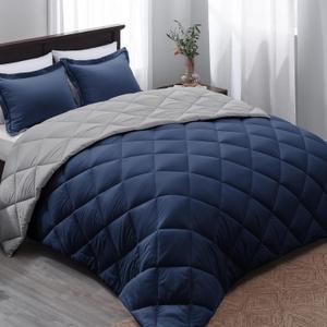 Basic Beyond Queen Comforter Set - Navy Blue Comforter Set Queen Size, Reversible Bed Comforter Queen Set for All Seasons, Navy/Grey, 1 Comforter (88"x92") and 2 Pillow Shams (20"x26"+2") Basic Beyond Queen Comforter Set - Navy Blue Comforter Set Queen Size, Reversible Bed Comforter Queen Set for All Seasons, Navy/Grey, 1 Comforter (88"x92") and 2 Pillow Shams (20"x26"+2")
