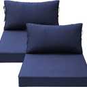Outdoor Chair Cushions for Patio Furniture, Waterproof Sectional Cushions Replacement Set of 2, 25.6 x 25.6 Inch Cushion and Backrest Pillow with Removable Cover for Sofa Deep Seat Wicker Couch