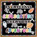 Classroom Bulletin Board Decor Colorful Classroom Decoration Set Welcome Banner Motivational Posters for for Kindergarten Elementary Middle School (Adventure)