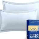 THREAD SPREAD 100% Egyptian Cotton Pillow Shams Set of 2 Standard/Queen Size with Envelope Closure - 1000 Thread Count Sateen Weave Pillow Sham, Silky Soft, Cooling Pillow Sham (Light Blue) (21" x 32" (Pack of 1))