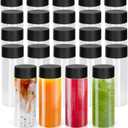 24 Pcs Clear Plastic Bottles Empty Sensory Bottles with Caps,12 Oz/ 350 ml PET Plastic Juice Reusable Leakproof Drink Container Bulk for Juice Milk (Black Lid)