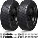 13x5.00-6 Flat Free Tires and Wheel Assemblies for Zero Turn Lawn Mower, Replacement Tires 2 Pack,13x5-6 Solid Tractor Turf Tire with Rim,3.1" Centered Hub and 3/4" Bearings S shaped tread