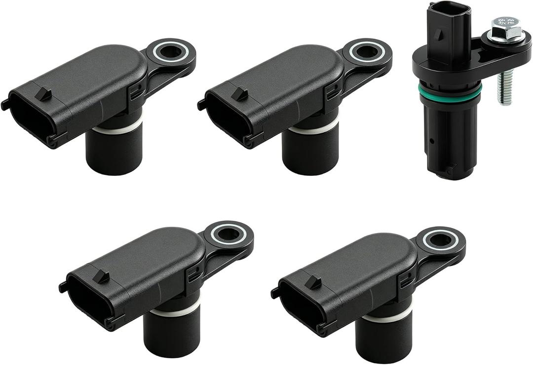 4pcs Camshaft + 1pcs Crankshaft Position Sensors for 2010-2025 GM GMC Chevrolet Buick Cadillac 3.0L 3.6L, for Equinox Malibu Colorado Traverse Terrain, for Impala CT4 Saturn # 12615371 1238249