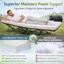ABORON XXL Camping Cot with 2in Memory Foam Mattress, 900LBS Heavy Duty Sleeping Cot for Adults, Extra Wide Sleeping Cot, 1200D Double Layer Oxford Cot for Camping, Guest, Office Nap, 78"L x 32"W x 18"H
