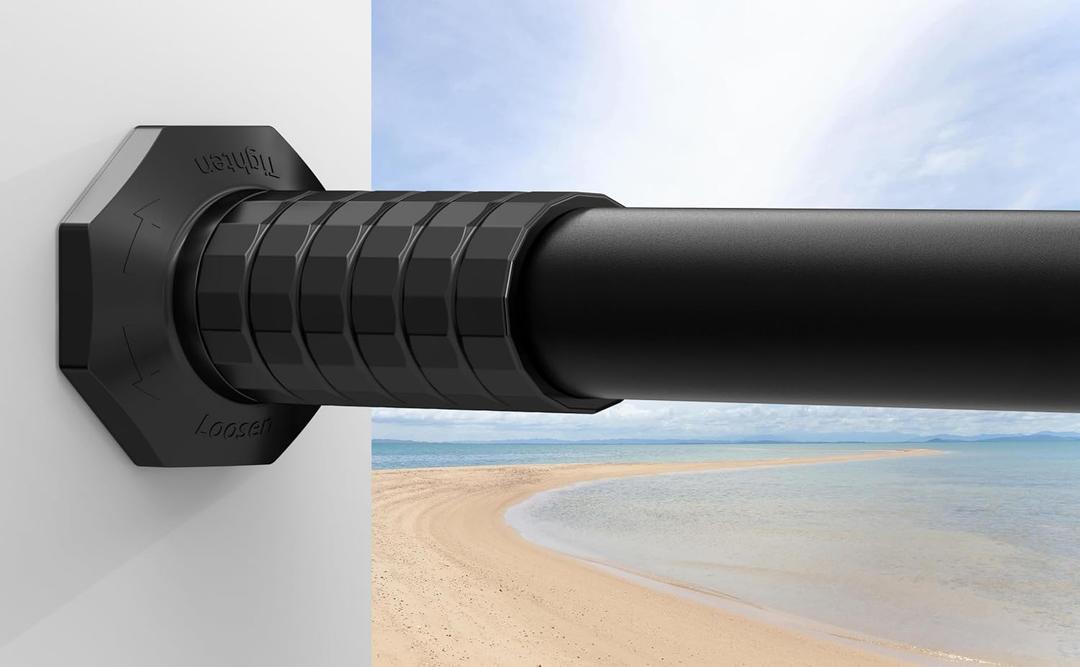 Tension Curtain Rod No Drilling, Heavy Duty 51-168 Inch, Black